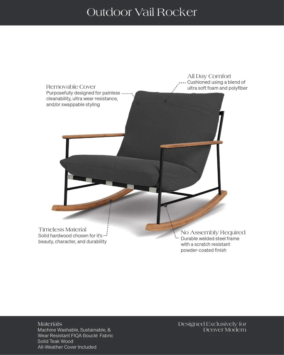 Modern Teak Outdoor Rocking Chair