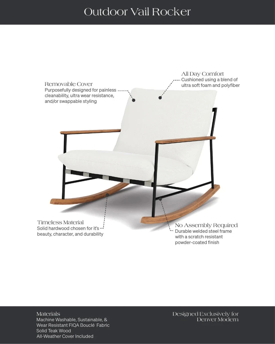 Modern Teak Outdoor Rocking Chair